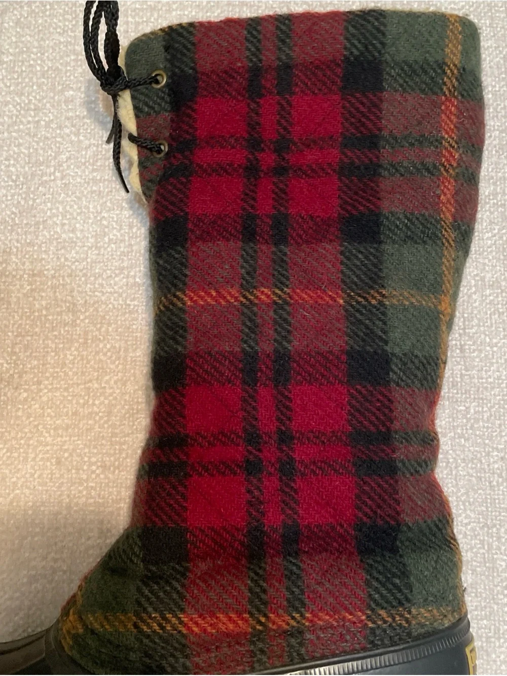 Vintage Women’s L.L. Bean Boots Size 7 M Wool Flannel Sherpa Lined Made In USA